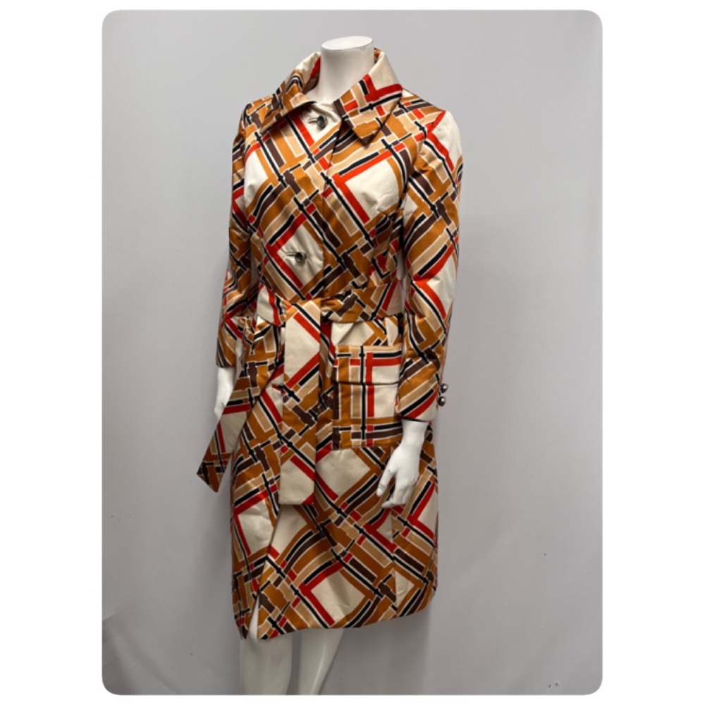 ❤️SOLD❤️ Vintage 1960's Count Romi Coat Neiman Marcus Mod Printed With Belt 6 8 - Picture 4 of 8
